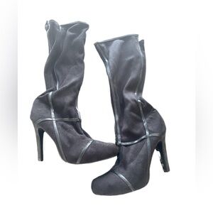 GoMax PROM NIGHT Faux Suede Knee‑High Boots Black Size 7.5 Y2K